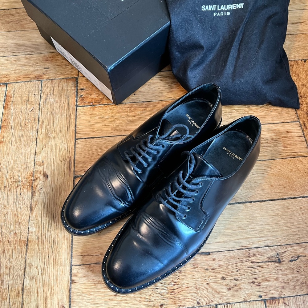 Authentic Saint Laurent Dylan Derby Lace-Up Oxford Shoes